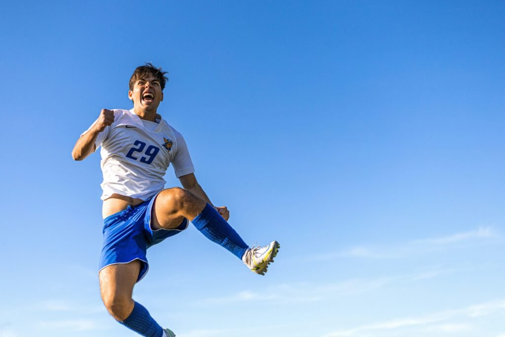 Soccer player celebrating