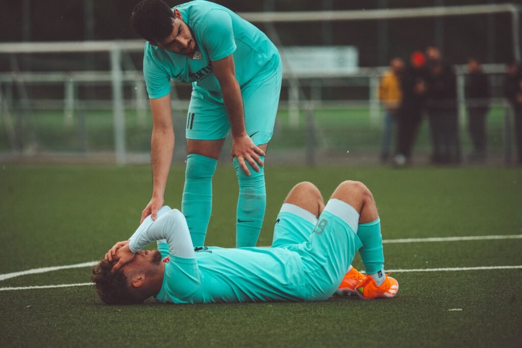 footballer in pain with injury
