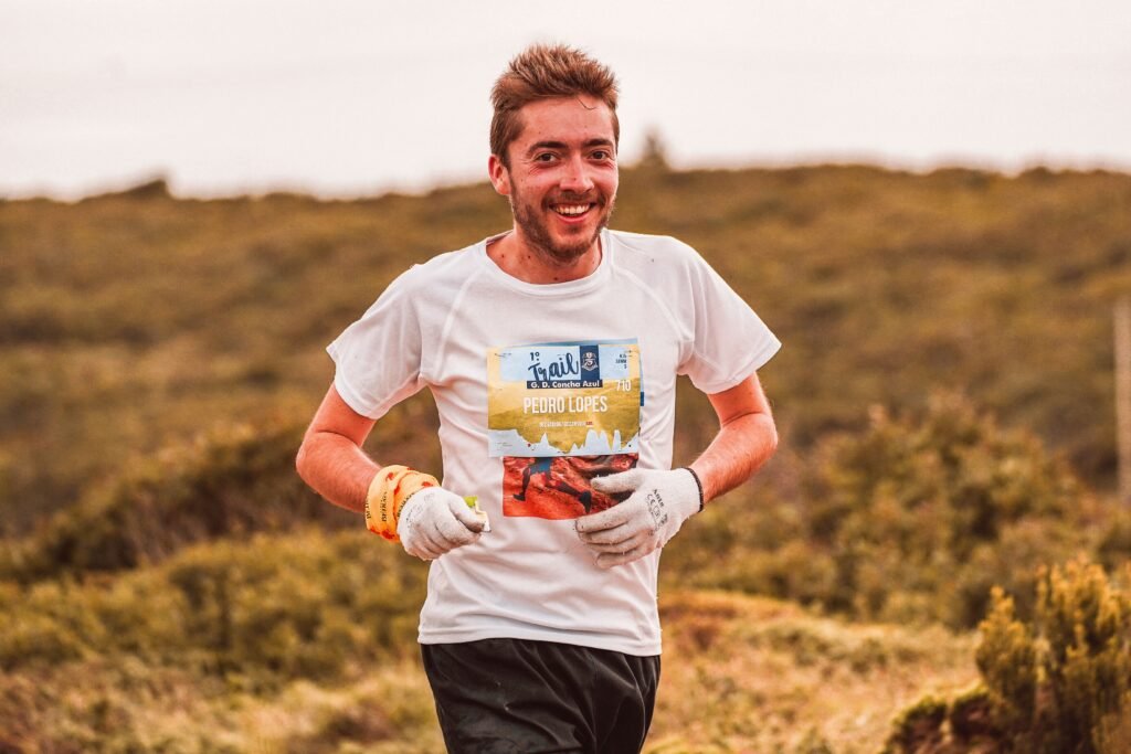 happy runner in race