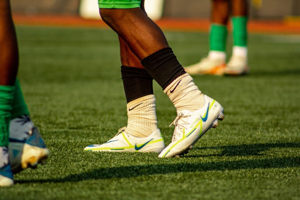 close up shot of football boots