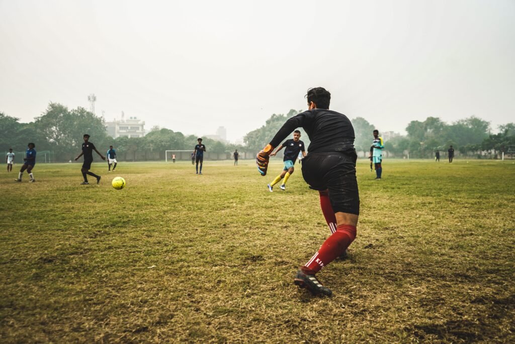 footballer sprinting 